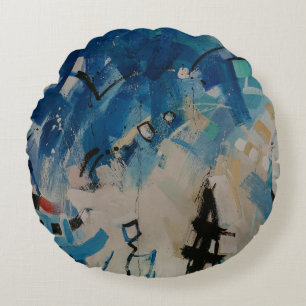 Multicolored abstract wall round pillow