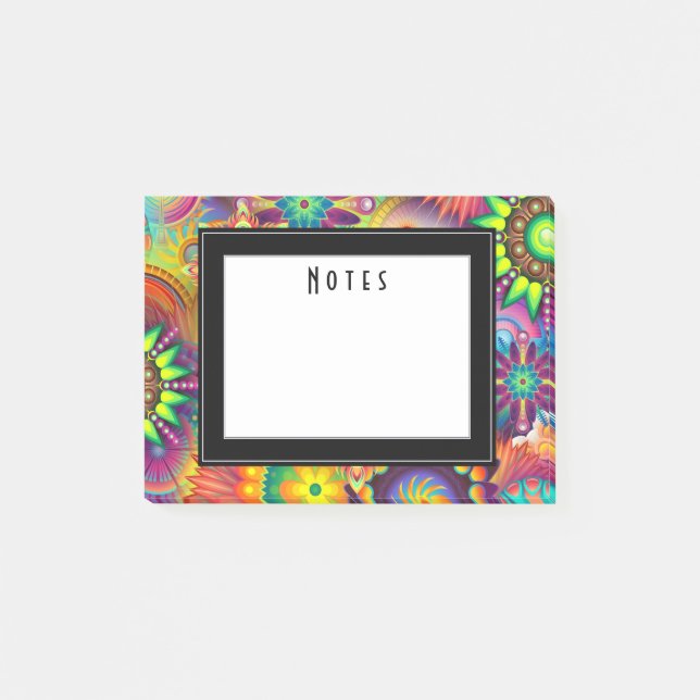 Multicolored Art Deco Flower Shapes Pattern Post-it Notes (Front)