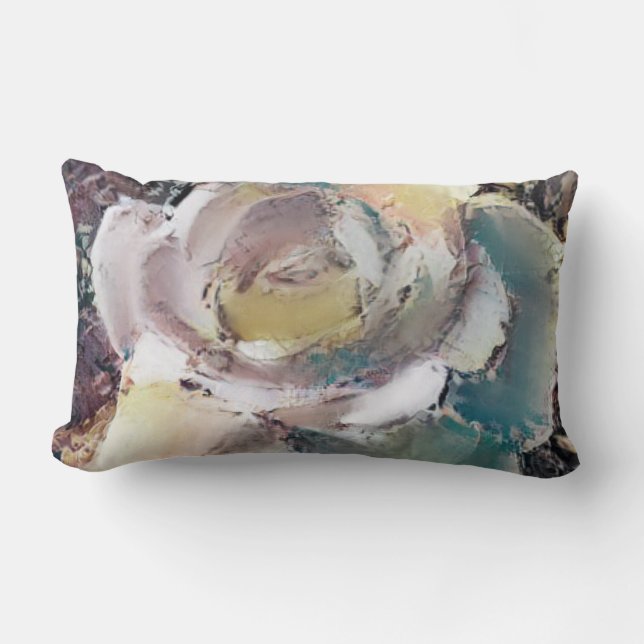 Multicolored Artistic Rose Lumbar Pillow (Front)