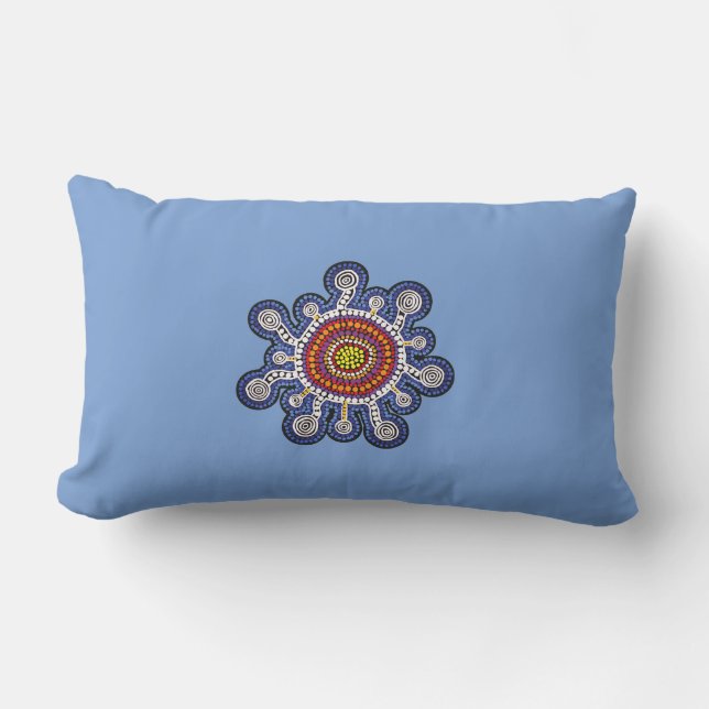 Multicolored Australia aboriginal art Lumbar Pillow (Front)