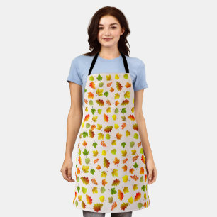 Multicolored Autumn Leaves on Beige Apron