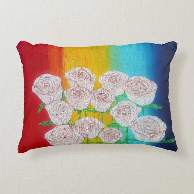 Multicolored background roses pillow (Front)