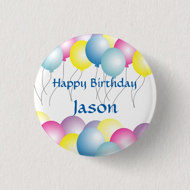 Multicolored balloons birthday party 1 inch round button (Front)