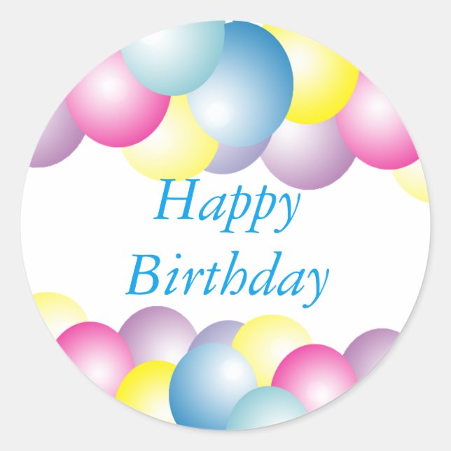 Multicolored balloons birthday party classic round sticker (Front)