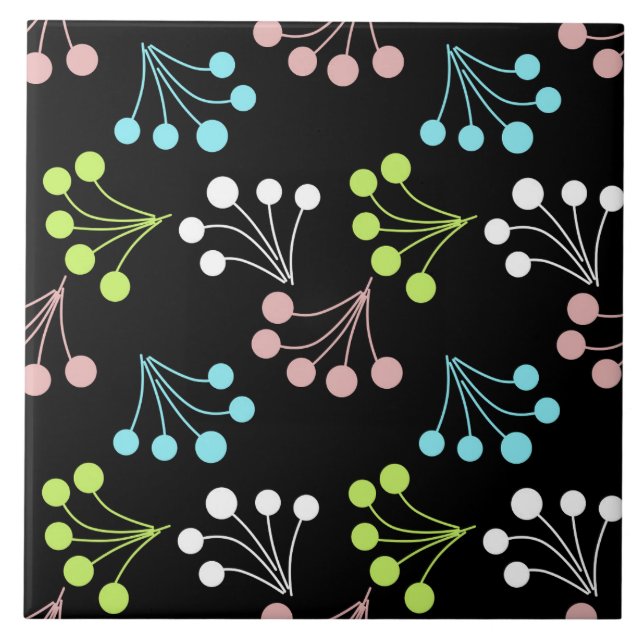 Multicolored berries simple pattern retro sixties tile (Front)