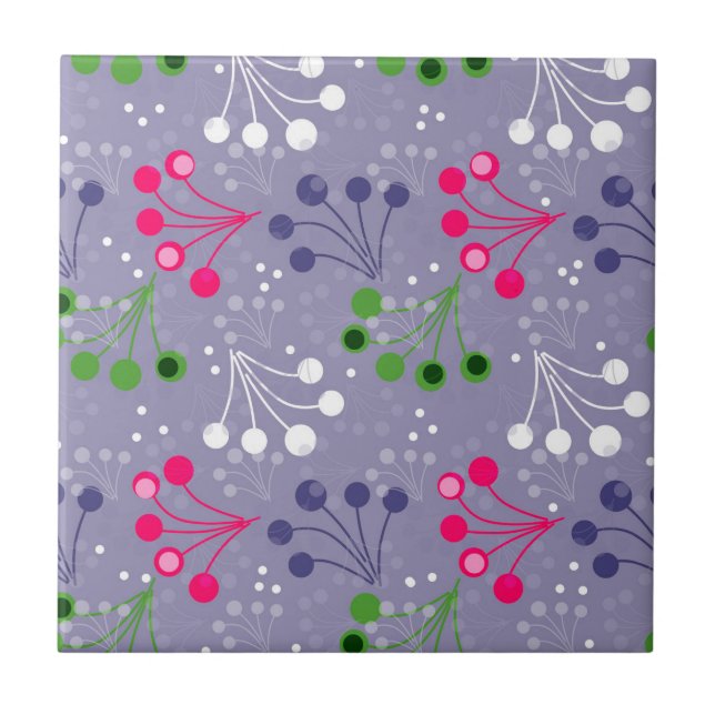 Multicolored berry simple pattern retro sixties tile (Front)