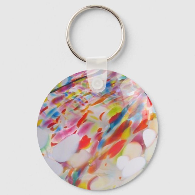 Multicolored blown glass keychain (Front)