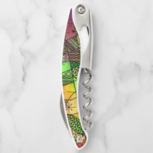 Multicolored, Bold Artsy Abstract Patterned Corkscrew