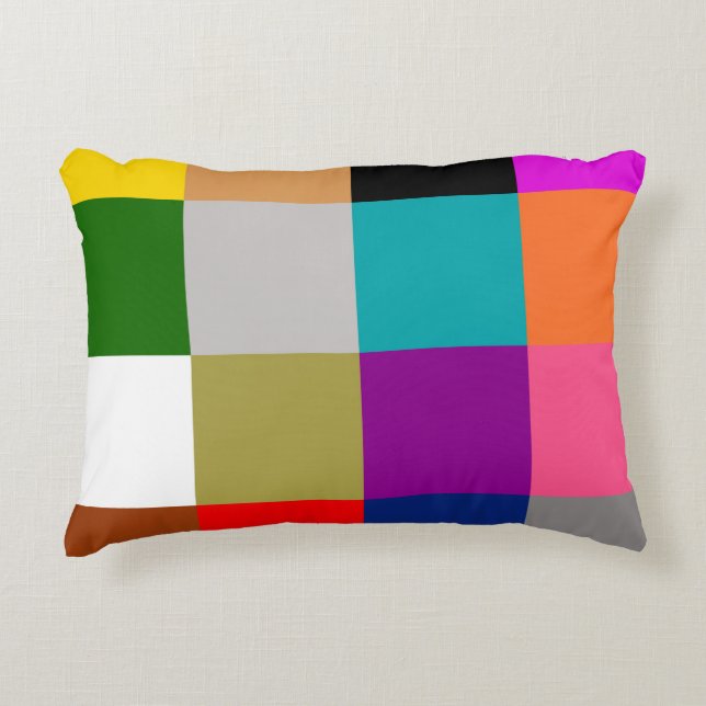 Multicolored Bold Colour Blocks Design  Accent Pillow (Front)