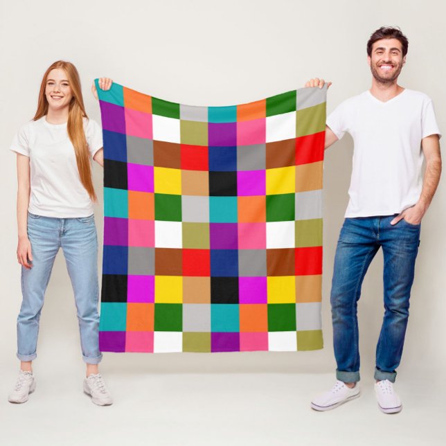 Multicolored Bold Colour Blocks Design  Fleece Blanket (Creator Uploaded)