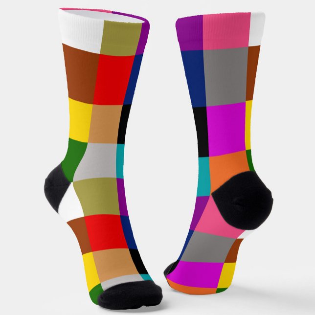 Multicolored Bold Colour Blocks Design  Socks (Creator Uploaded)