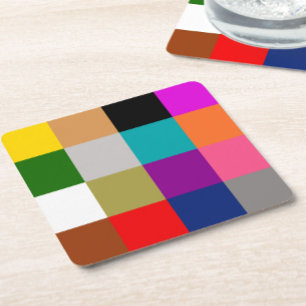 Multicolored Bold Colour Blocks Design Square Paper Coaster