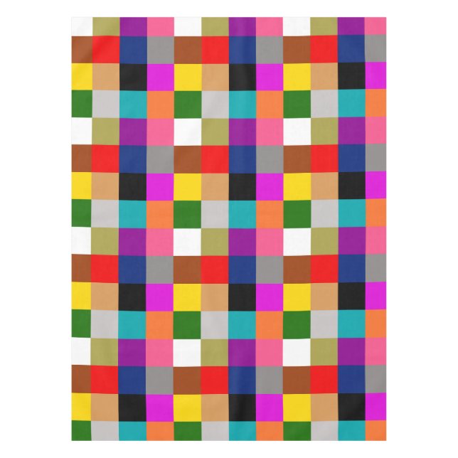 Multicolored Bold Colour Blocks Design  Tablecloth (Front)