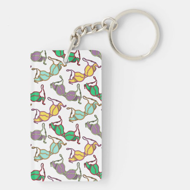 Multicolored Bra Pattern Keychain (Back)