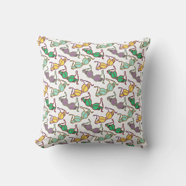 Multicolored Bra Pattern Throw Pillow (Front)