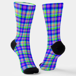 Multicolored bright neon with a checkered pattern socks