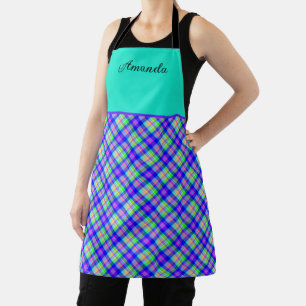 Multicolored bright neon with a chequered pattern apron