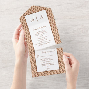 Multicolored Brown Striped All in One Wedding  Invitation
