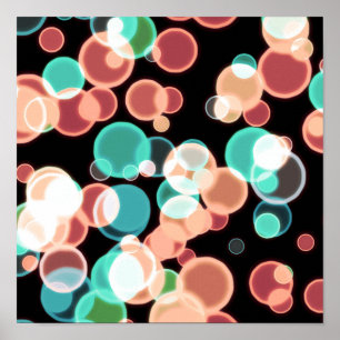 Multicolored Bubbles on a Black Background Poster