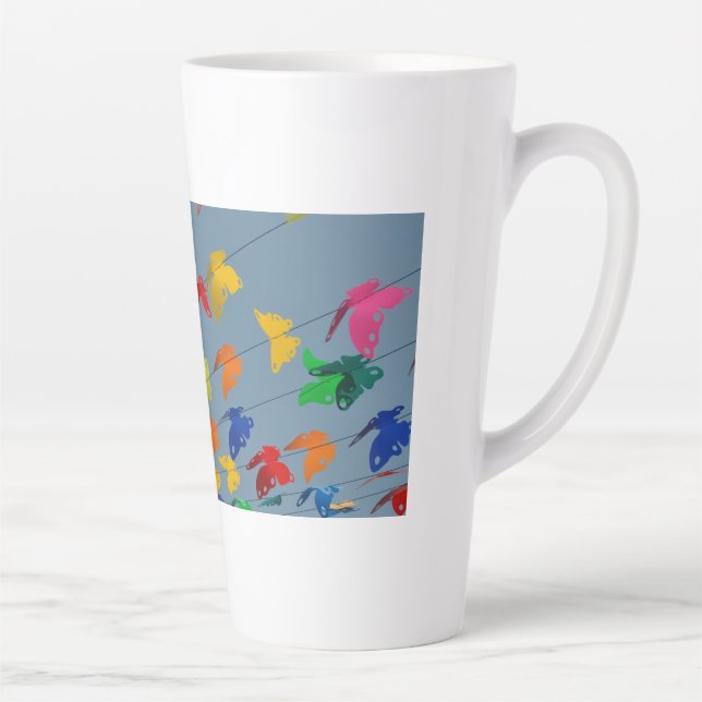 multicolored butterflies latte mug (Right)