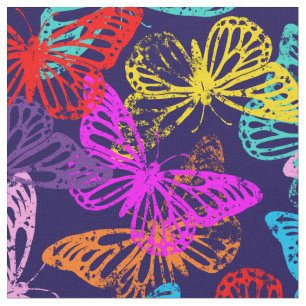 Multicolored Butterflies Pattern Fabric