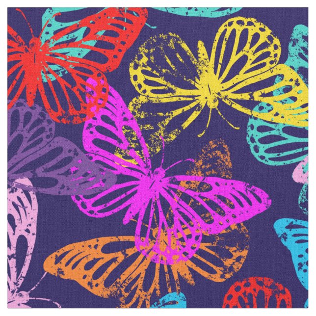 Multicolored Butterflies Pattern Fabric (Close Up)