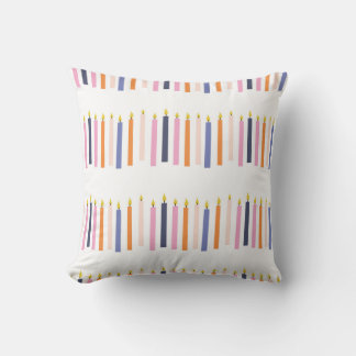 Multicolored Candle Rows Throw Pillow