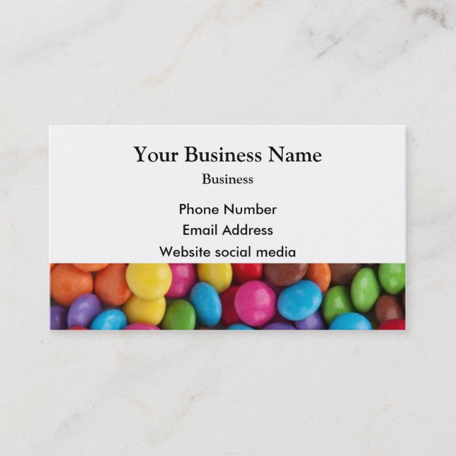 Multicolored candy or sweet pattern business card (Front)
