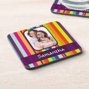 Multicolored candy stripe coaster