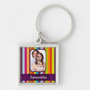 Multicolored candy stripe keychain