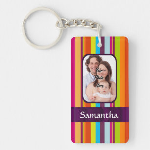 Multicolored candy stripe keychain