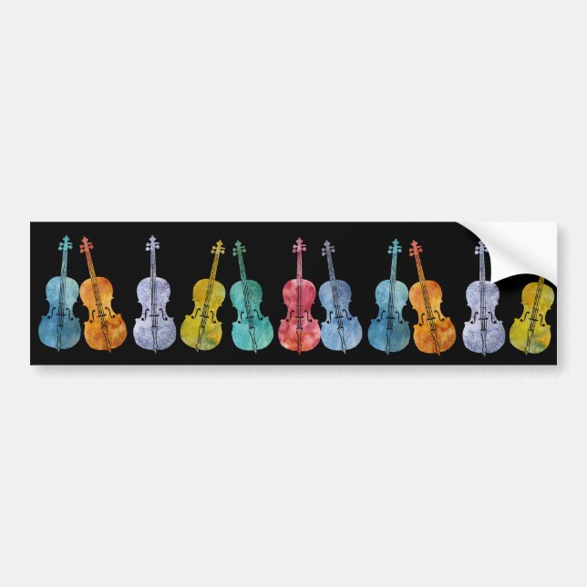 Multicolored Cellos Bumper Sticker (Front)