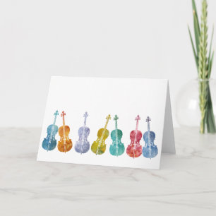 Multicolored Cellos Card