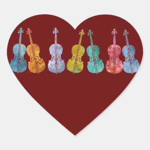 Multicolored Cellos Heart Sticker