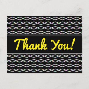 Multicolored Chain-Like Pattern (Black Background) Postcard