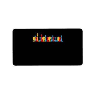 Multicolored Chess Pieces Thinking Smart Gift Label