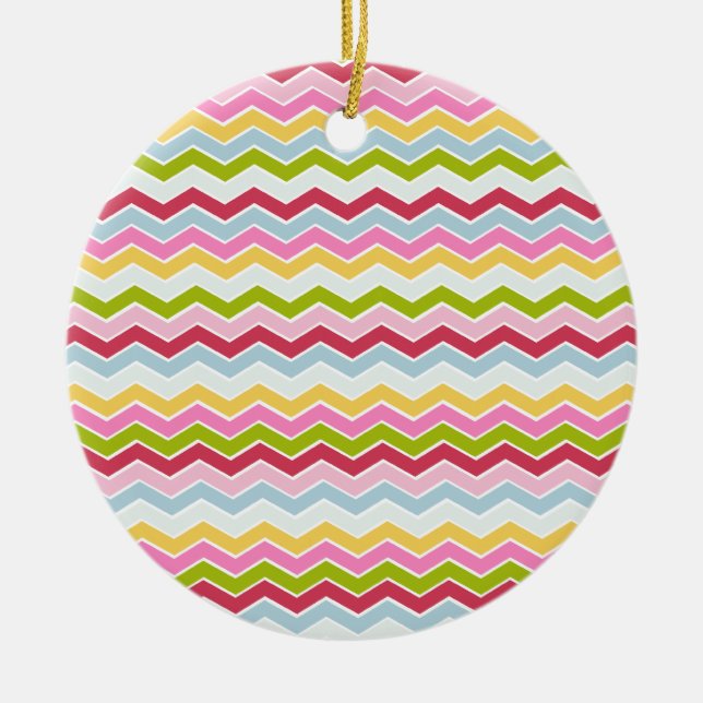 Multicolored chevron zigzag ceramic ornament (Front)