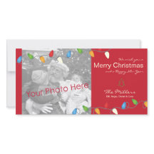 Multicolored Christmas Lights Holiday Photo Card