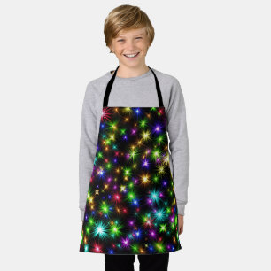 Multicolored Christmas Star Rays Pattern Apron