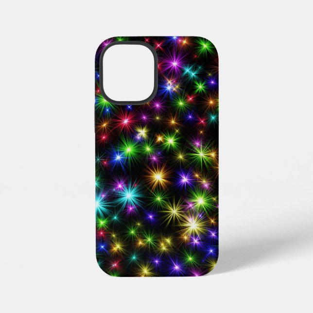Multicolored Christmas Star Rays Pattern iPhone Case (Back)