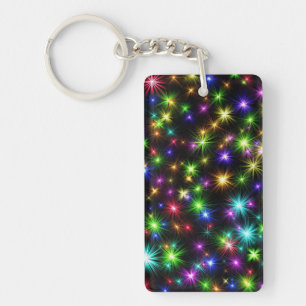 Multicolored Christmas Star Rays Pattern Keychain