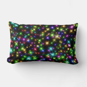 Multicolored Christmas Star Rays Pattern Lumbar Pillow