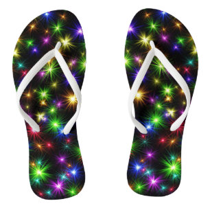 Multicolored Christmas Stars Pattern  Flip Flops