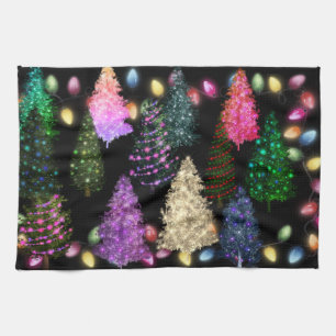 Multicolored Christmas Trees Kitchen Towel