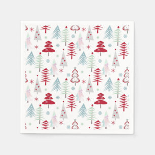 Multicolored Christmas trees on a white Napkin
