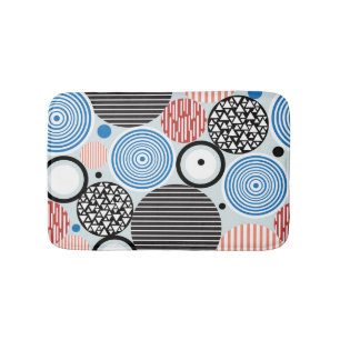 Multicolored circles, graphic pattern design. bath mat