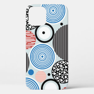 Multicolored circles, graphic pattern design. iPhone 12 case