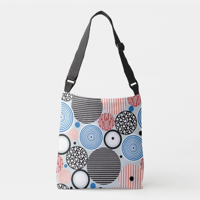 Multicolored circles, graphic pattern design. crossbody bag (Front)