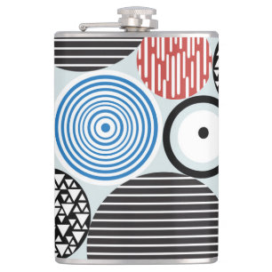 Multicolored circles, graphic pattern design. hip flask