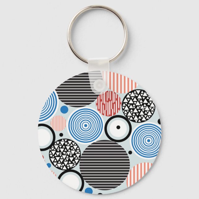 Multicolored circles, graphic pattern design. keychain (Front)